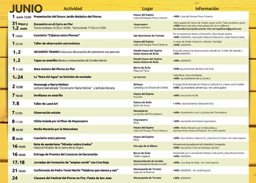 Programa en Junio del Festival del Piorno en flor 2024