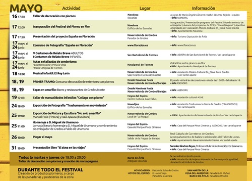 Programa en mayo del Festival del Piorno en flor 2024