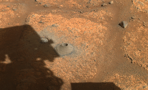 Perforación de Perseverance en Marte. Creditos: NASA/JPL-Caltech